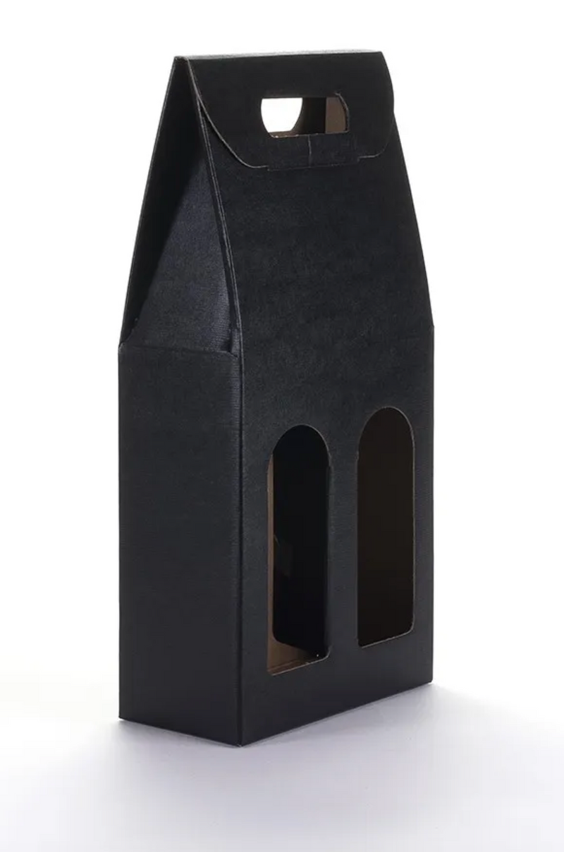 Sac Kraft carton noir 2 bouteilles