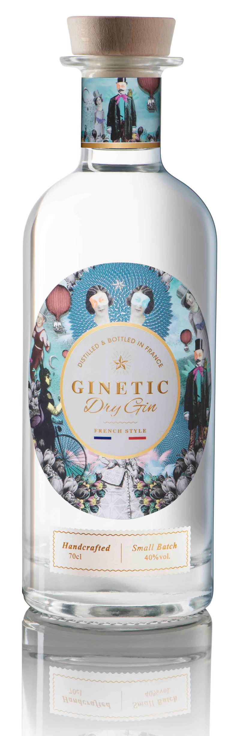 BARA GINETIC, Dry Gin, Distillé et Embouteillé en France, 70cl