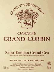 Chateau Grand Corbin, Saint Emilion Grand Cru, 1990