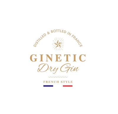 GINETIC, Dry Gin, Distillé et Embouteillé en France, 70cl
