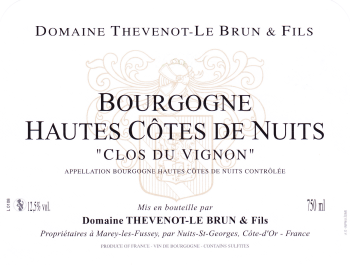 Domaine Thevenot-Le Brun, "Clos du Vignon", Hautes Côtes de Nuits, 2014
