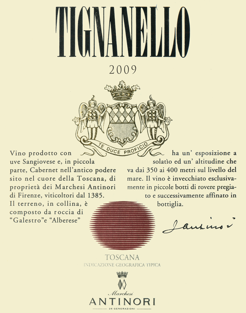 Marchesi Antinori, Tignanello, Toscana IGT, 2012