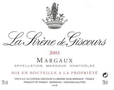 Sirène de Giscours, Margaux, 150 cl "Magnum", 2016