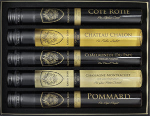 Coffret Dégustation: Cote-Rotie, Pommard, Chateauneuf-du-Pape, Chassagne Montrachet, Chateau Chalon